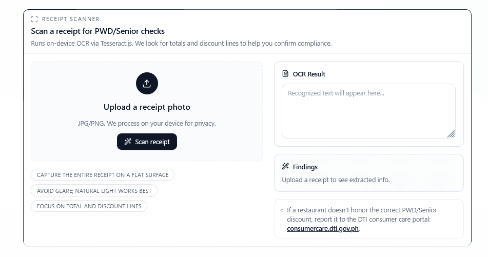 PaDiscount: PWD Discount Checker preview